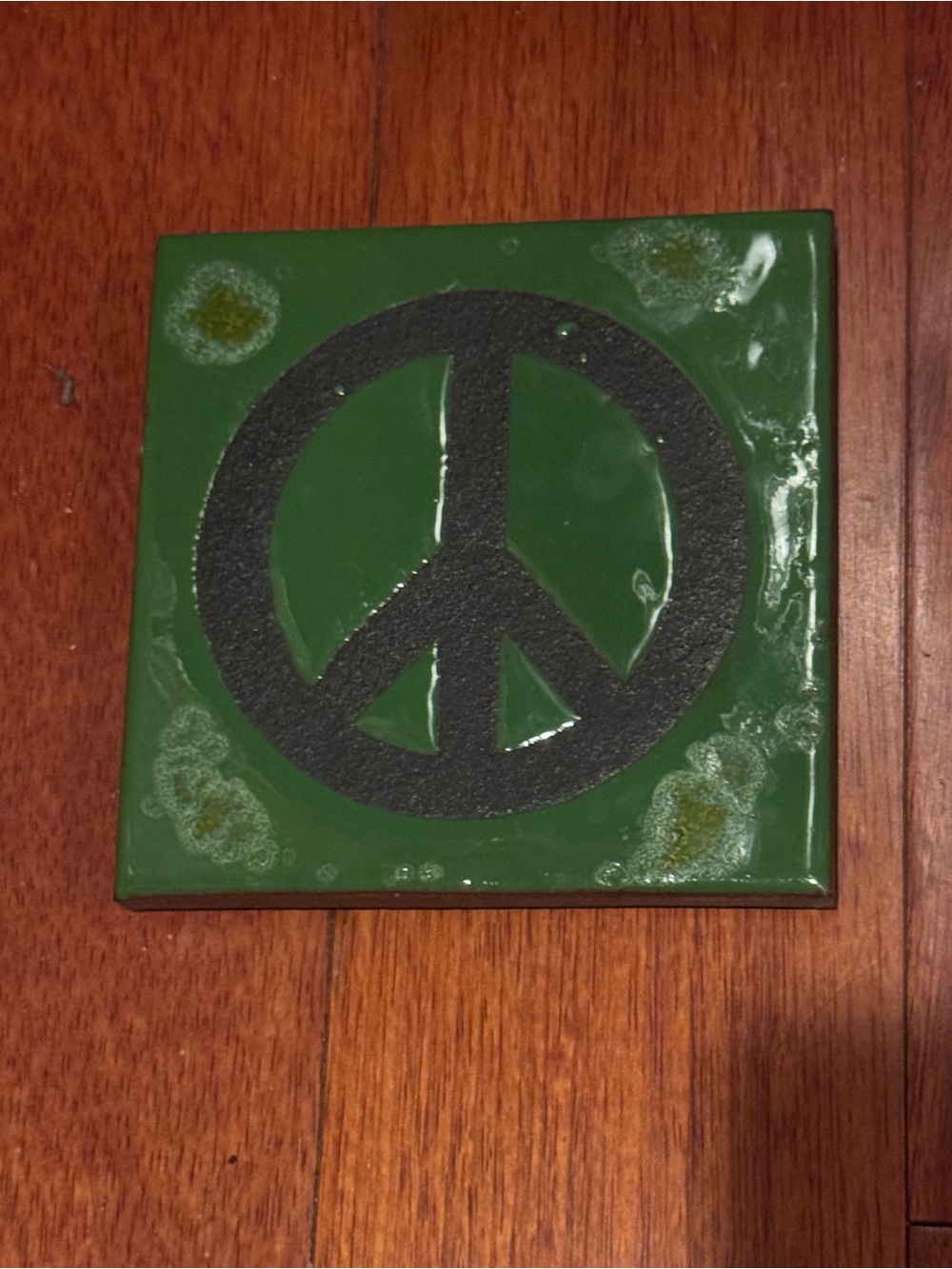 Green Peace Sign Wall Tile - Home Wall Decor